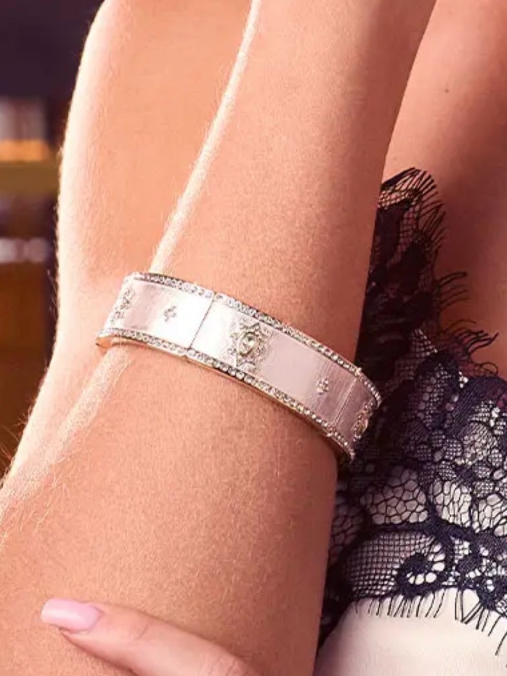 Elegant Souffle Park Lane Bangle Stylish Crystal Bangle Bracelet Gold and Silver
